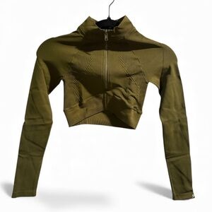 Joja Army Green Exhale Long Sleeve Compression Top - Size Extra Small